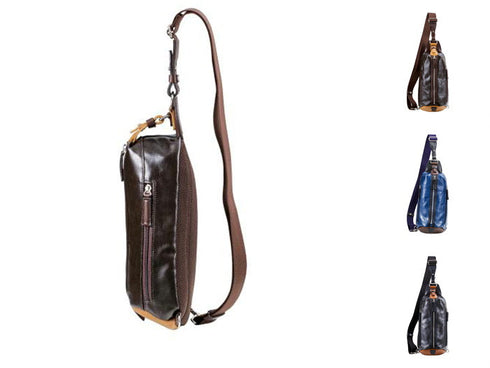 【豊岡鞄 木和田正昭商店 558388 チョコレート】ORIGINAL BASIC 帆布PU×皮革ワンショルダーバッグ ボディバッグ